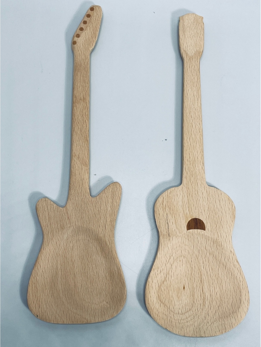Kikkerland Wooden Guitar and Electric Guitar Shaped Spoon Rest - Set of 2